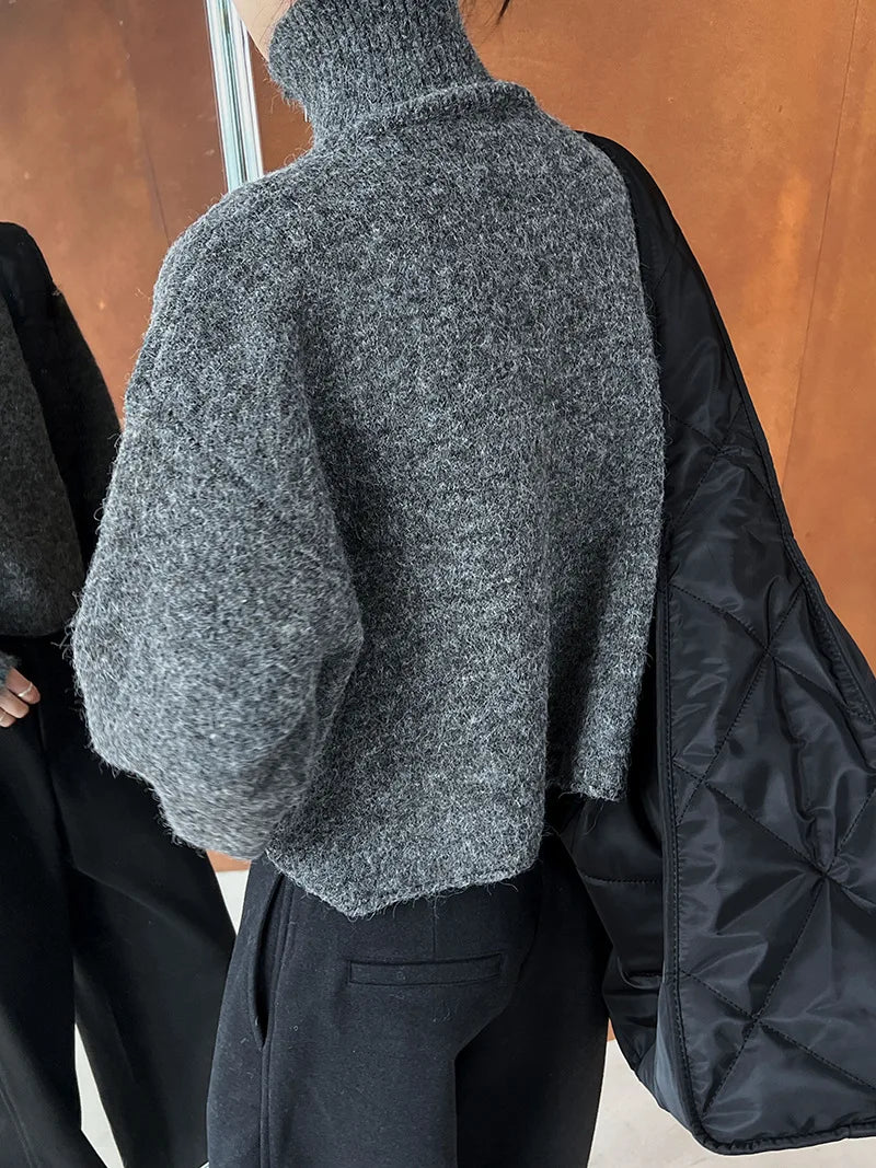 2026 Women Turn Down Collar Sweater Long Sleeve Zipper Design Warm Cardigans Clothes Tops For Women Winter Sweater Pull Femme