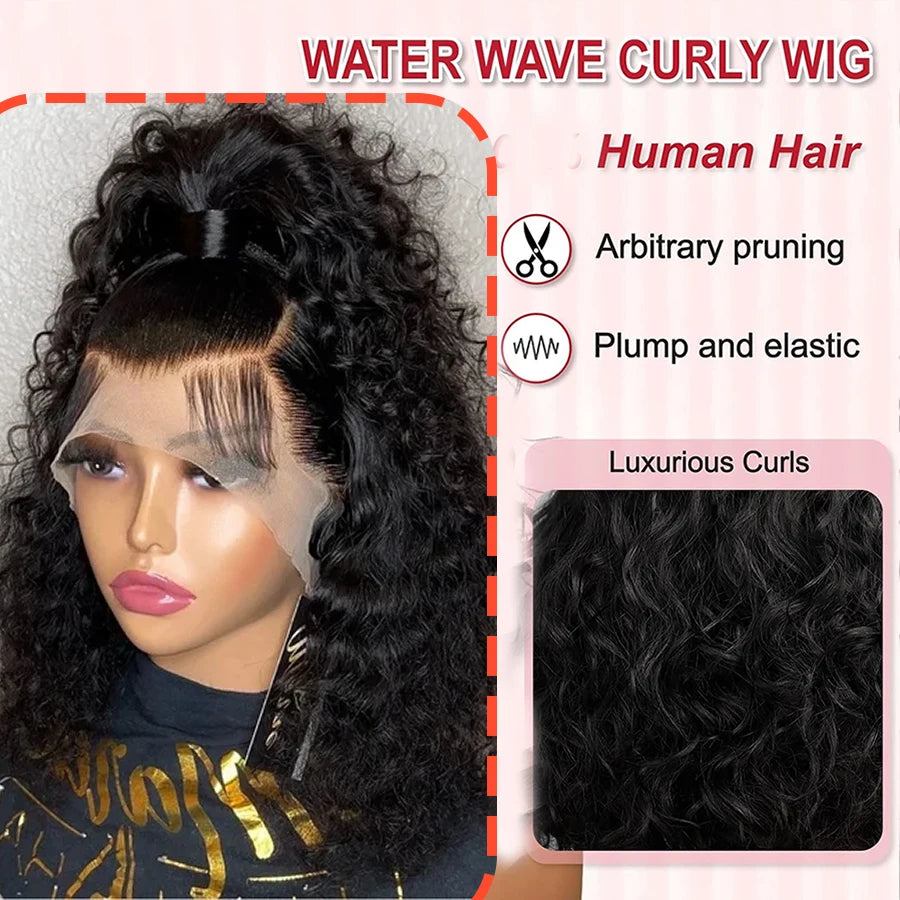 18 Inch Deep Wave Lace Front Wigs Human Hair 13x4 HD Lace Front Wigs Human Hair Pre Plucked Brazilian Curly Human Hair Wig 200 D