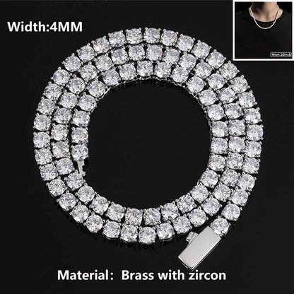 Hip Hop Jewelry Cubic Zirconia Iced Out Tennis Chain Iced Out 18k Gold Plated Bling Necklace For Women Free Custom Laser Logo