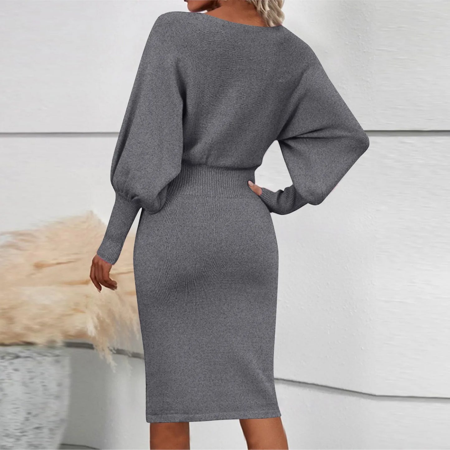 Women Fashion Sexy Slimming Dress Casual Simple Solid Color Bodycon Skirt Female Elegant Temperament Dating Long Sleeve Skirt