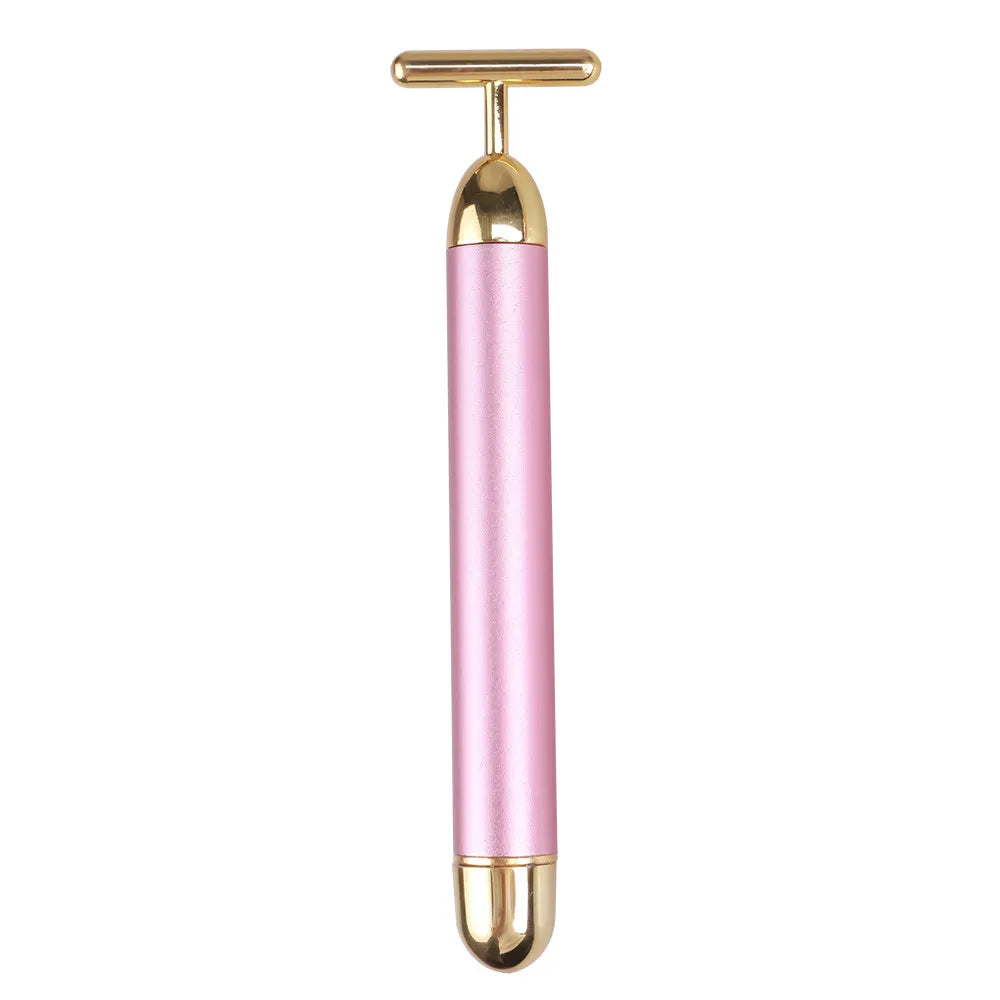 24K Gold Roller Vibrating Facial Massager Slimming Facial Skin Beauty Pulse Firming Face Massage Lift Tightening Wrinkle Bar