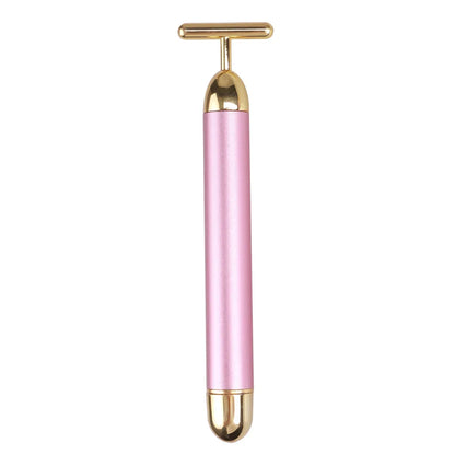 24K Gold Roller Vibrating Facial Massager Slimming Facial Skin Beauty Pulse Firming Face Massage Lift Tightening Wrinkle Bar
