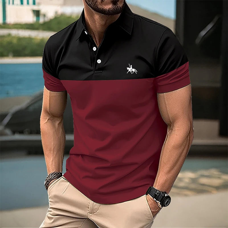 Summer men's short sleeved polo shirt business office lapel shirt Men's sports and casual top European and American plus size