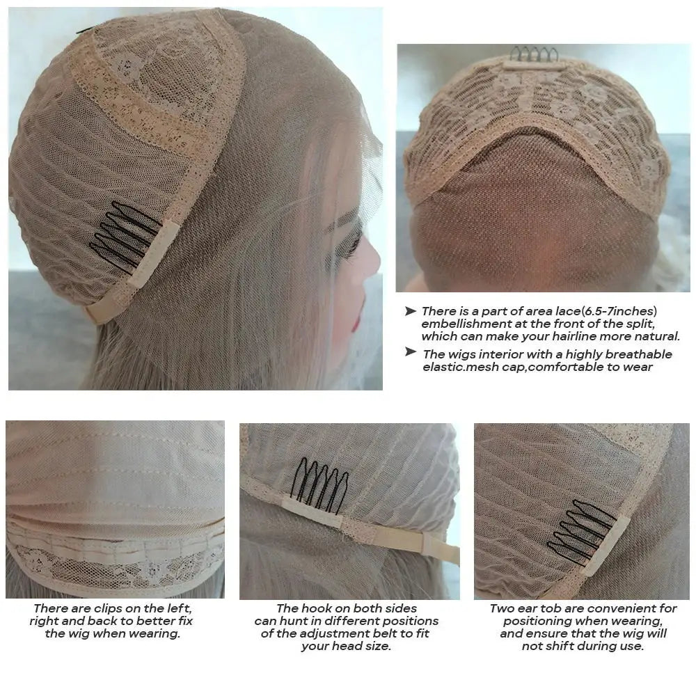 Long Blonde Wig for Women Middle Part Ombre Blonde Wavy Wigs Natural Looking Synthetic Heat Resistant Fiber Wigs for Daily Party