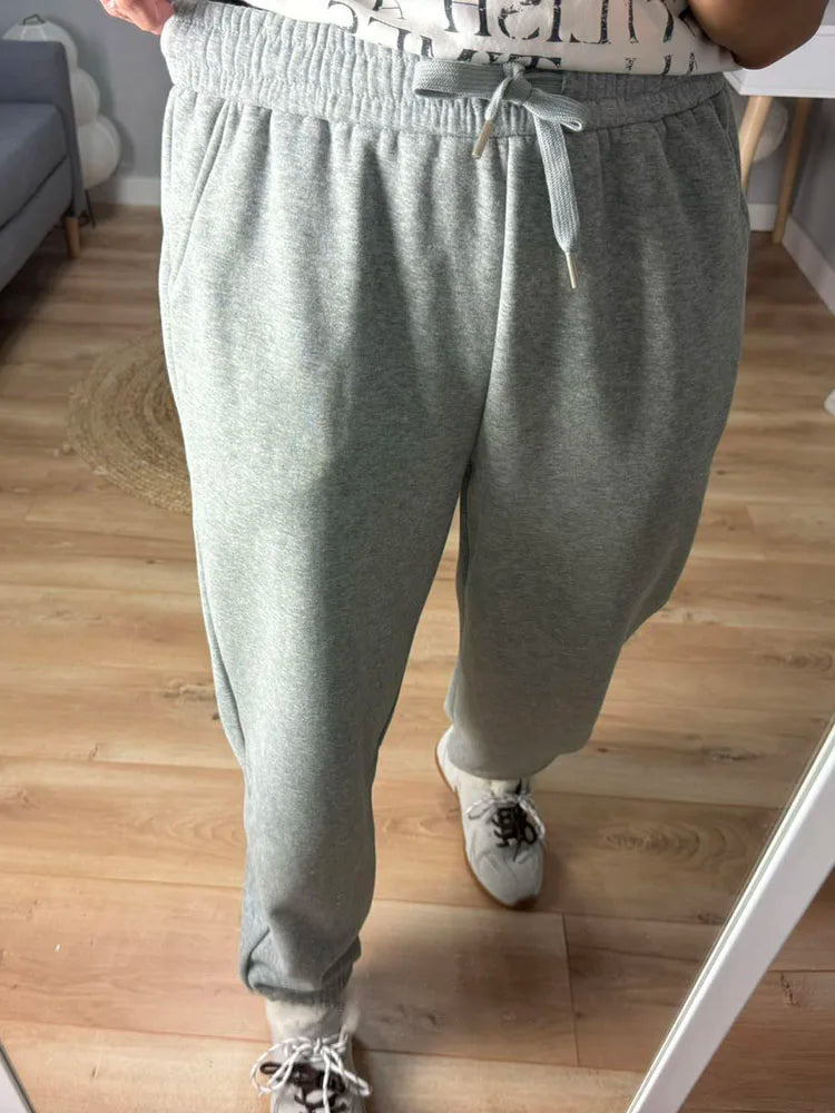 Thick Warm Fleece Sweatpants Women Winter Straight Leg Pants Gray Velvet Trousers Pants Jogger For Women Sweatpants Outfits