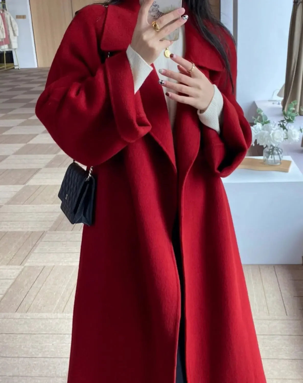 Plus Size New Hot Sale Of The Season Women's Woolen Coat Medium Length Versatile Small Size Tweed Outerwear Autumn Winter Fas...