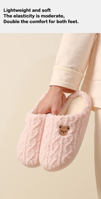 Cotton slippers for women in autumn and winter, new indoor and household anti slip warm plush slippers for men