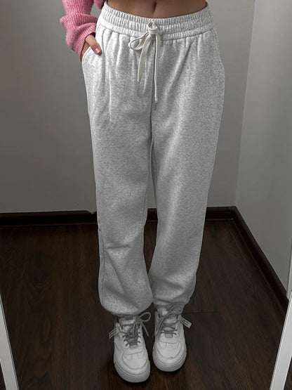 Thick Warm Fleece Sweatpants Women Winter Straight Leg Pants Gray Velvet Trousers Pants Jogger For Women Sweatpants Outfits