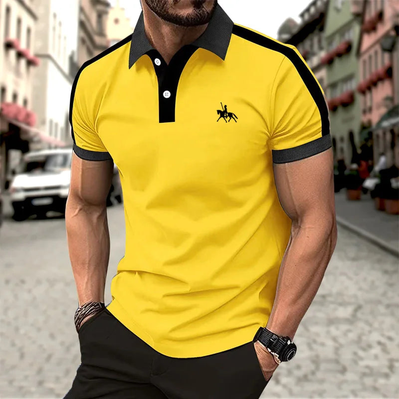 Summer men's short sleeved polo shirt business office lapel shirt Men's sports and casual top European and American plus size