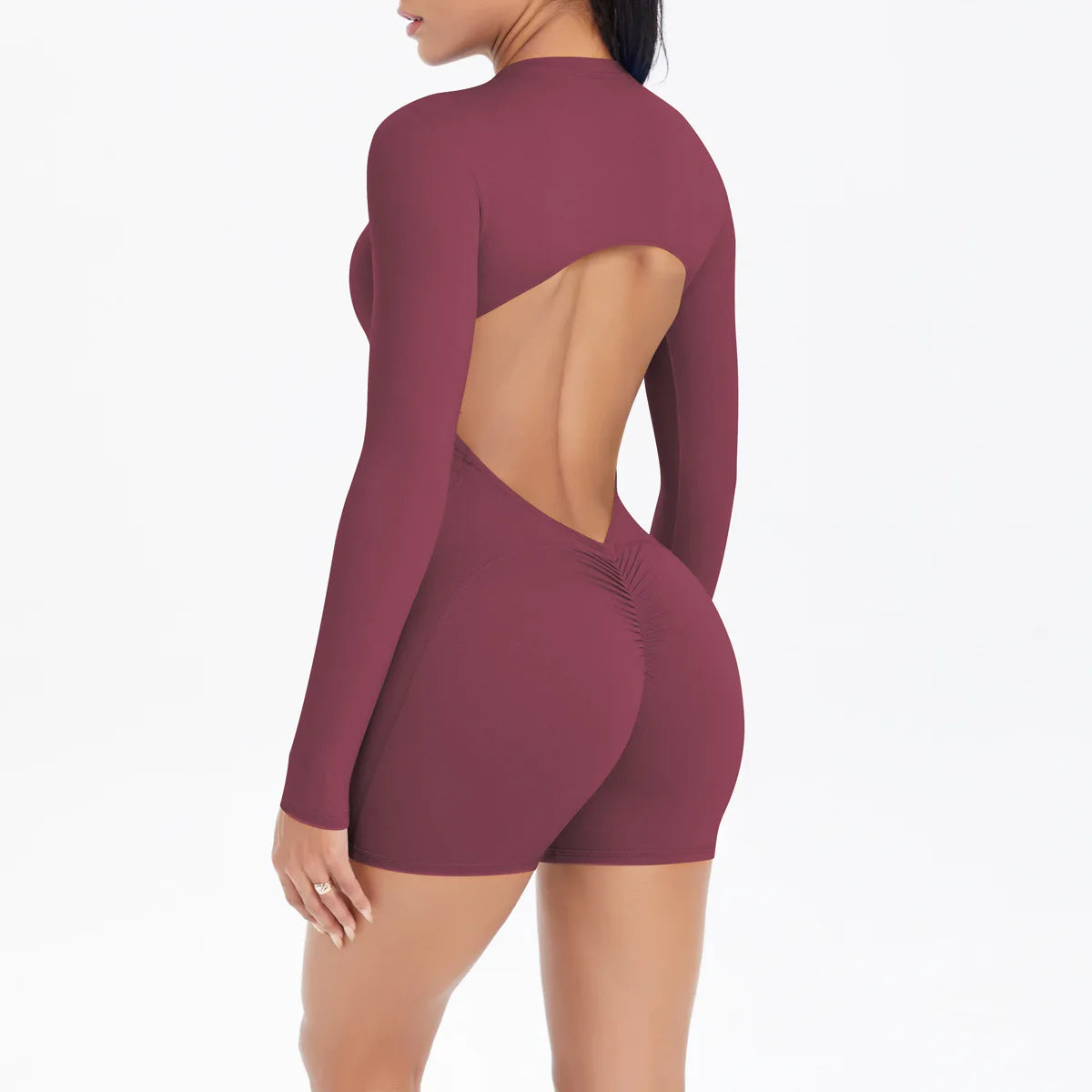 Sexy Back V Jumpsuit Gym Set Women Tracksuits Yoga Suit Scrunch Butt Sports Jumpsuit Fitness Rompers Stretch Workout Bodysuits