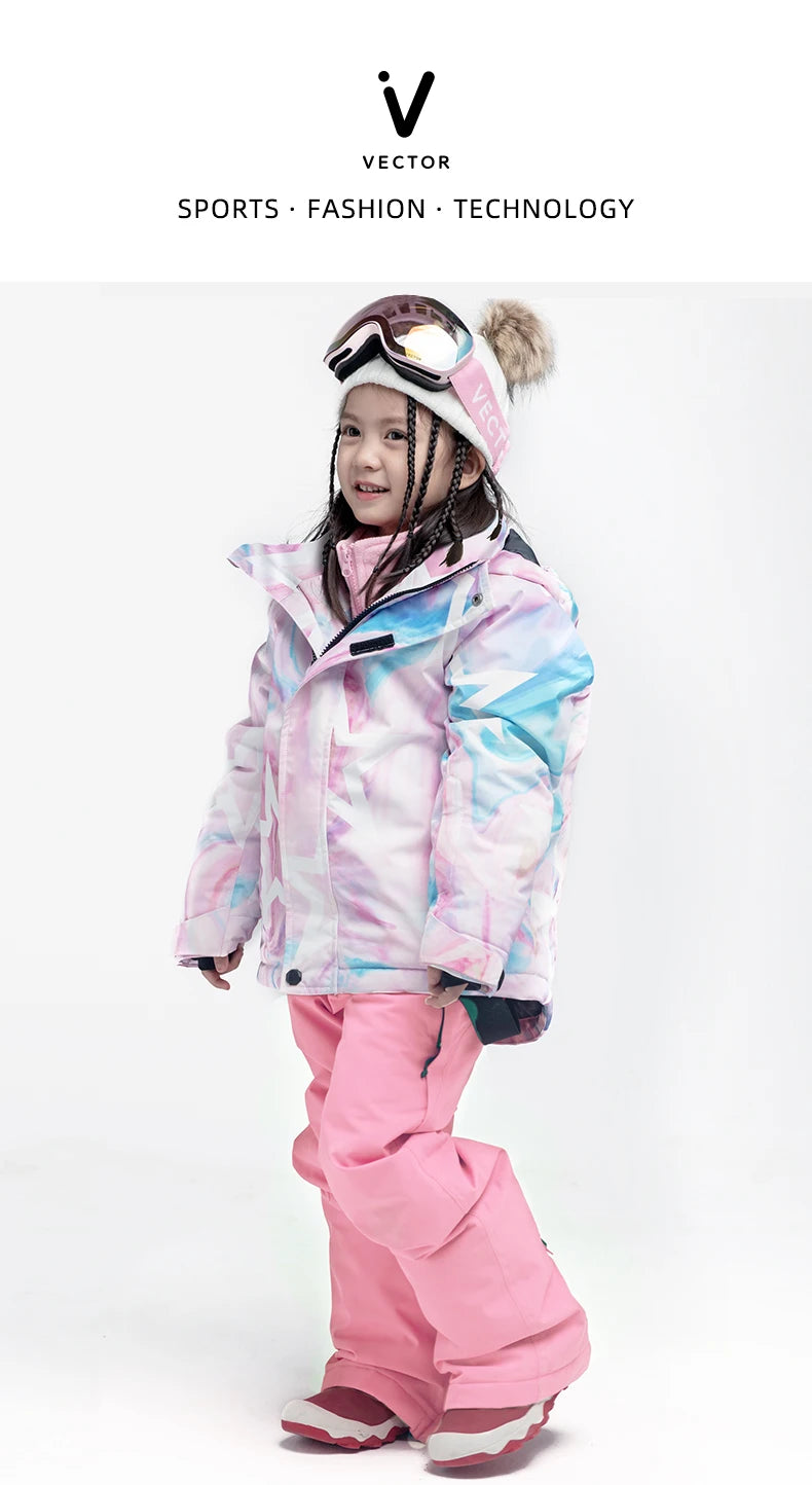 VECTOR Ski Pants Boys Girls Children Outdoor High-quality Windproof, Waterproof and Warm Snow Winter Ski Snowboard Pants Brand
