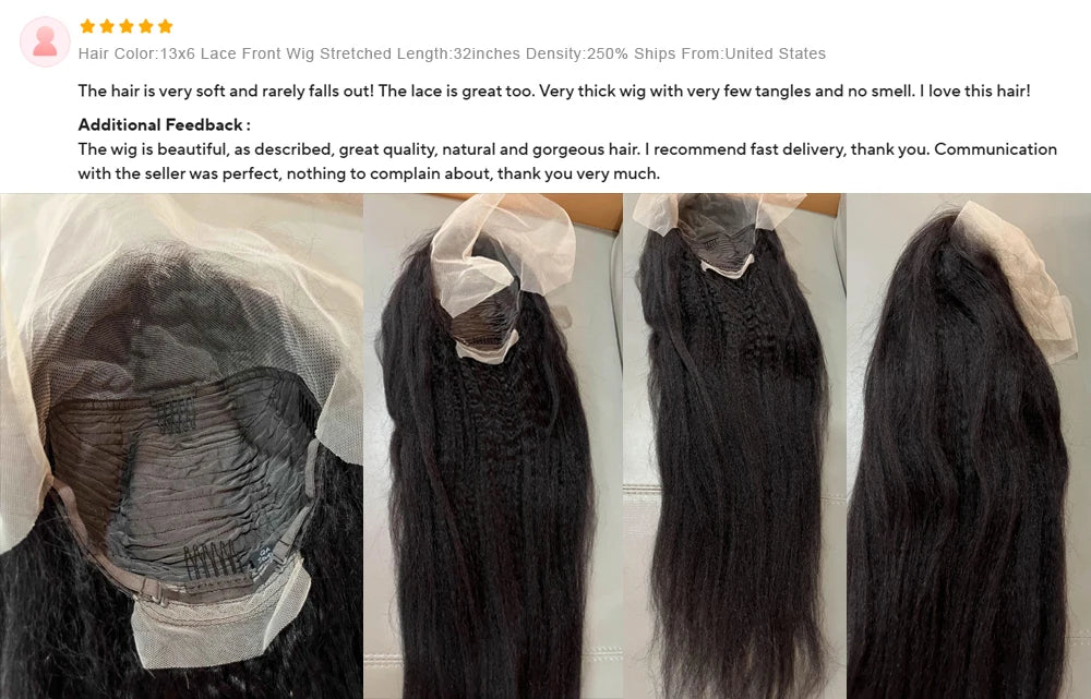 High Density Kinky Straight 360 Lace Front Wigs Human Hair Brazilian 40 Inch Yaki Straight 13x6 HD Lace Frontal Wig Preplucked