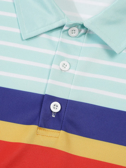 2025European and American ins cross-border 2024 summer new men's striped lapel short sleeved polo shirt casual contrasting polo