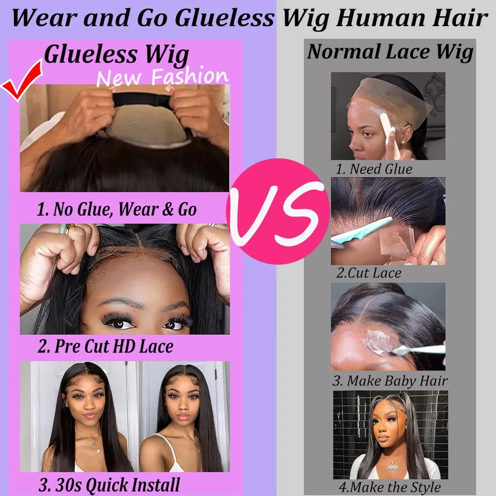 Glueless Wigs HD Transparent Lace Front Human Hair Wig 13x4 13x6 Bone Straight Frontal Wig Pre Plucked 4x4 HD Lace Closure Wig