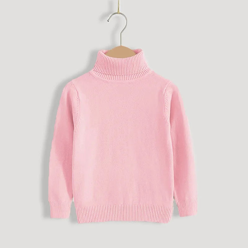 2025 Autumn Winter Children's Cotton Sweater Full Sleeve Turtleneck Knitwear Baby Boys Girls Clothing Warm Soft Jumper Pullovers