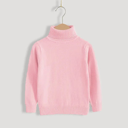 2025 Autumn Winter Children's Cotton Sweater Full Sleeve Turtleneck Knitwear Baby Boys Girls Clothing Warm Soft Jumper Pullovers