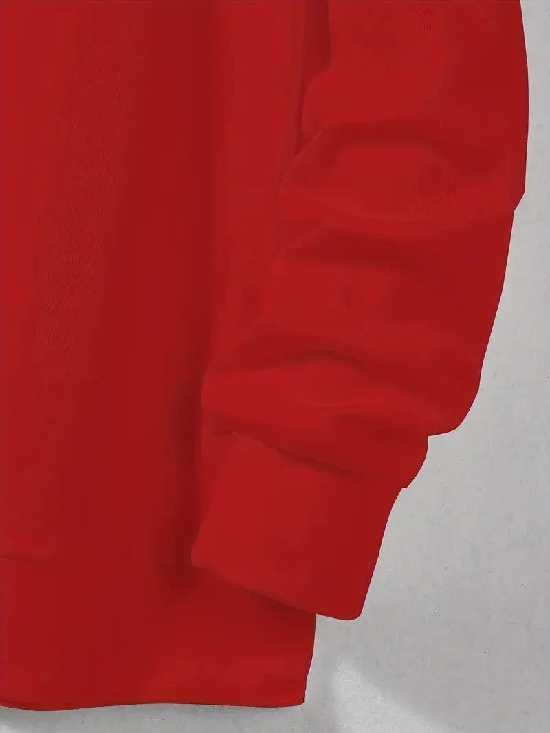 Men's autumn and winter fashionable casual loose Paris letter print fleece pullover long sleeved round neck sweatshirt