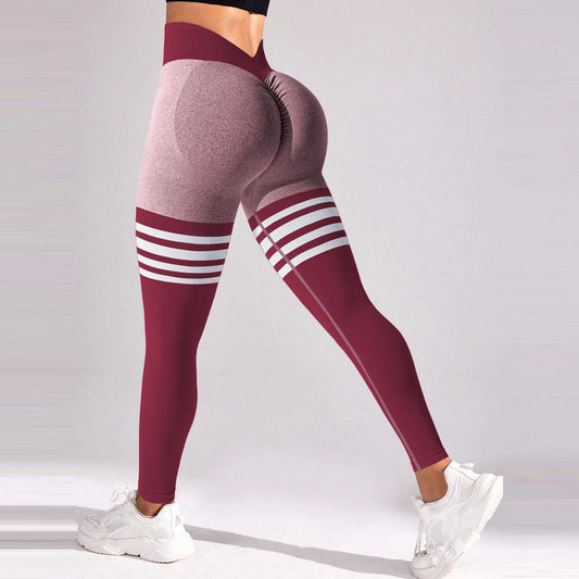 Women V Back Leggings Exercise Gym Fitness Athletic Workout Elastic Leggins High Waist Scrunch Yoga Pants Sports Tights S-XL