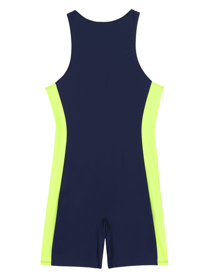 Summer Men One-piece Swimwear Swimsuit Sleeveless Front Zipper Swimming Shorts Bodysuit Triathlon Wetsuit Bathing Suit Beachwear