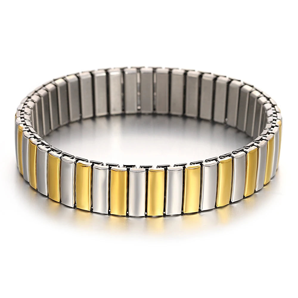 Freetry 18K Gold Plated Stainless Steel Adjustable Bracelet Fashion Elastic Metal Bracelet Trendy Jewelry Accessories Official