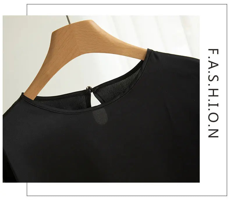 New In Summer Satin Silk Half-Sleeve Tee Tops Basic Solid Women‘s T-Shirt Casual O-neck Thin Shirts Ladies Loose Blouses