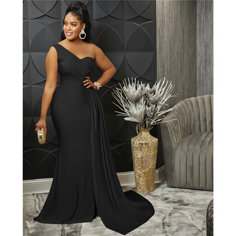 Sexy One Shoulder Elegant Evening Dresses for Women Party Night Mermaid Dress Backless Side Split Bodycon Long Dress Vestidos