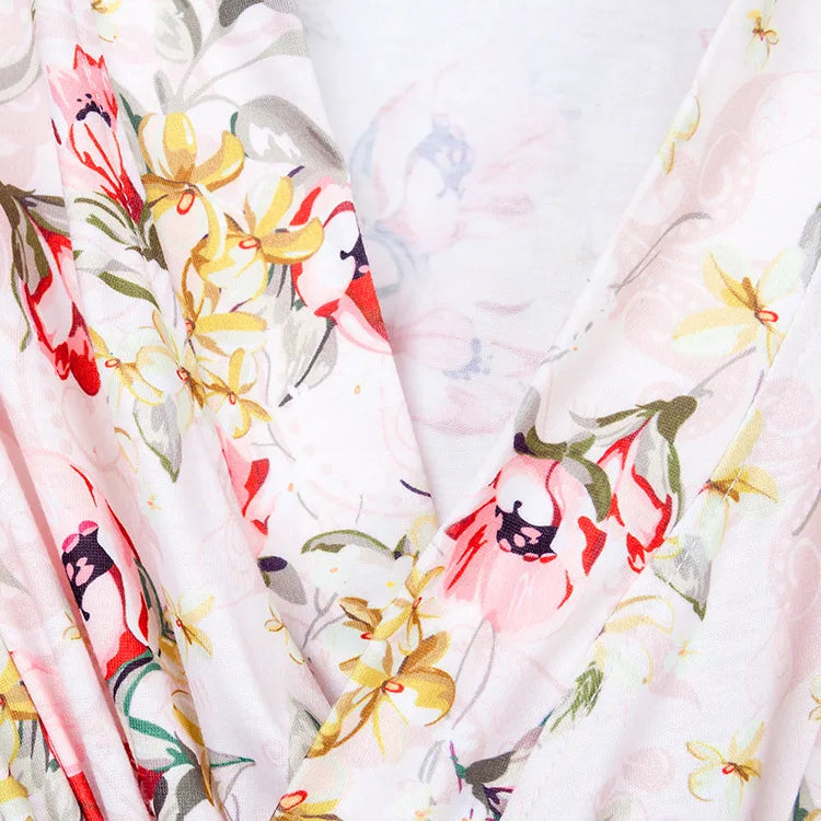Maternity Robe,Matching Swaddle Set ,Mommy and Me Set, Floral Hospital Robe Bag,Baby Shower Gift,Mama Robe,Baby Girl Blanket