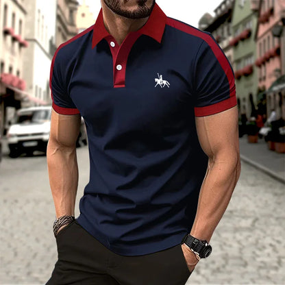 Summer men's short sleeved polo shirt business office lapel shirt Men's sports and casual top European and American plus size