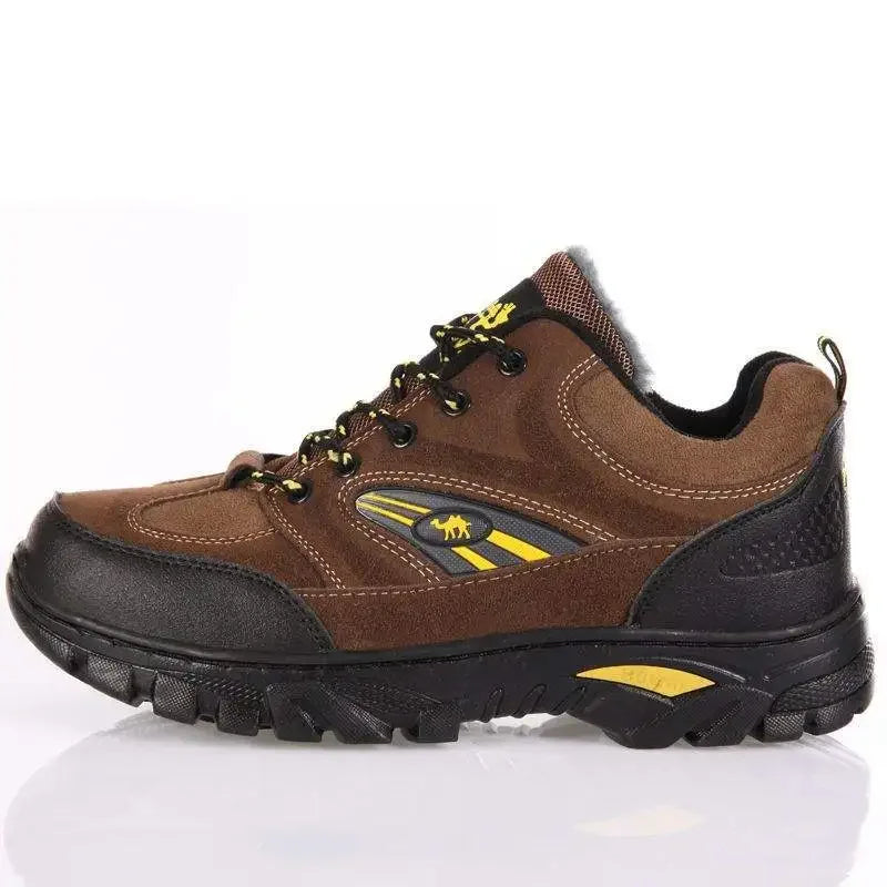 Men's Winter Fleece Lined Cotton Climbing Shoes Outdoor Casual Travel Work Shoes Anti Slip Warm Rubber Sole Ankle Length Boots