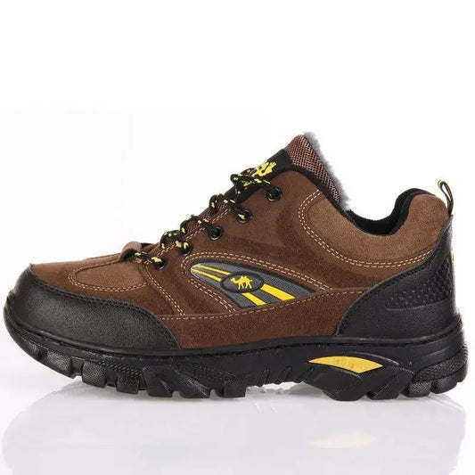 Men's Winter Fleece Lined Cotton Climbing Shoes Outdoor Casual Travel Work Shoes Anti Slip Warm Rubber Sole Ankle Length Boots