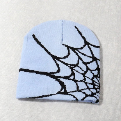 Knitting Spider Web Design Hat Skullies Beanies for Men Women Pullover Pile Cap Y2k Goth Warm Beanie Hats New Hip-hop Street Cap