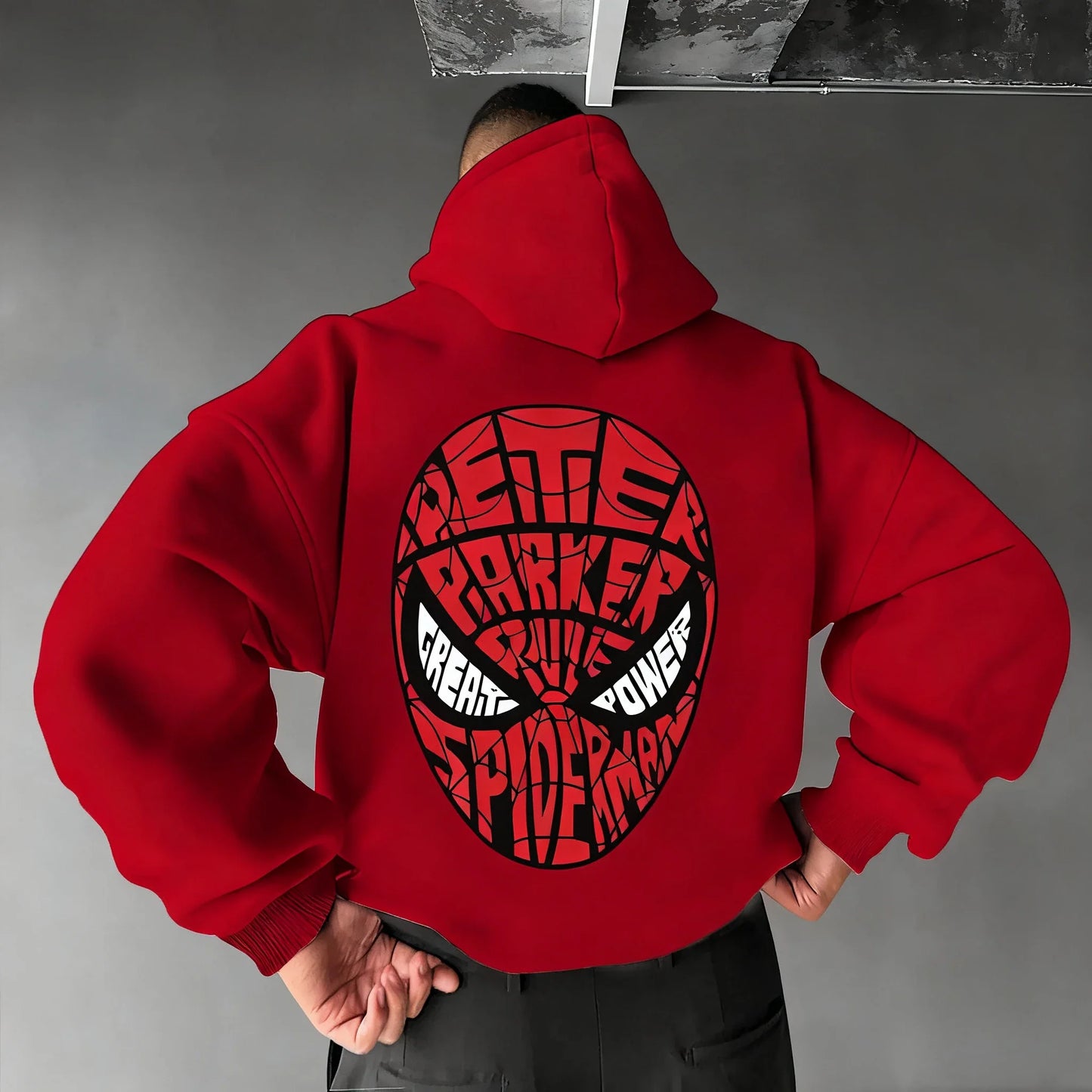 Marvel Spider Man Cotton Hoodie Autumn Winter Warm Wear Versatile Pocket Design for Casual Travel and Mountain Climbing