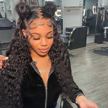 CEXXY 300% High Density Deep Wave 13x6 HD Lace Frontal Wig Brazilian Curly Water Wave Lace Frontal Wigs 36 Inches For Women