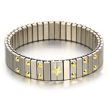 Freetry 18K Gold Plated Stainless Steel Adjustable Bracelet Fashion Elastic Metal Bracelet Trendy Jewelry Accessories Official