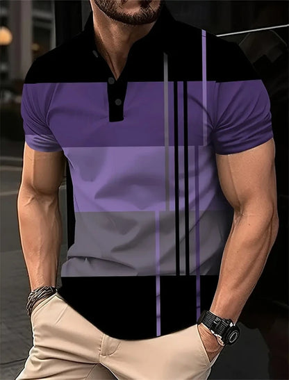 Simple Vertical Stripes Polo Shirts Fashion Summer Short Sleeve 3D Printed Polo Shirt Casual Oversized Business Mens Clothing