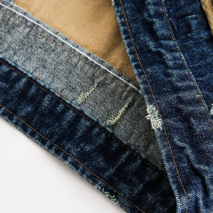 MWJLPWQ Trendy Jacquard Design Male Denim Jacket American Street Style Lapel Personalized Washed Tops 2025 Autumn New 20993