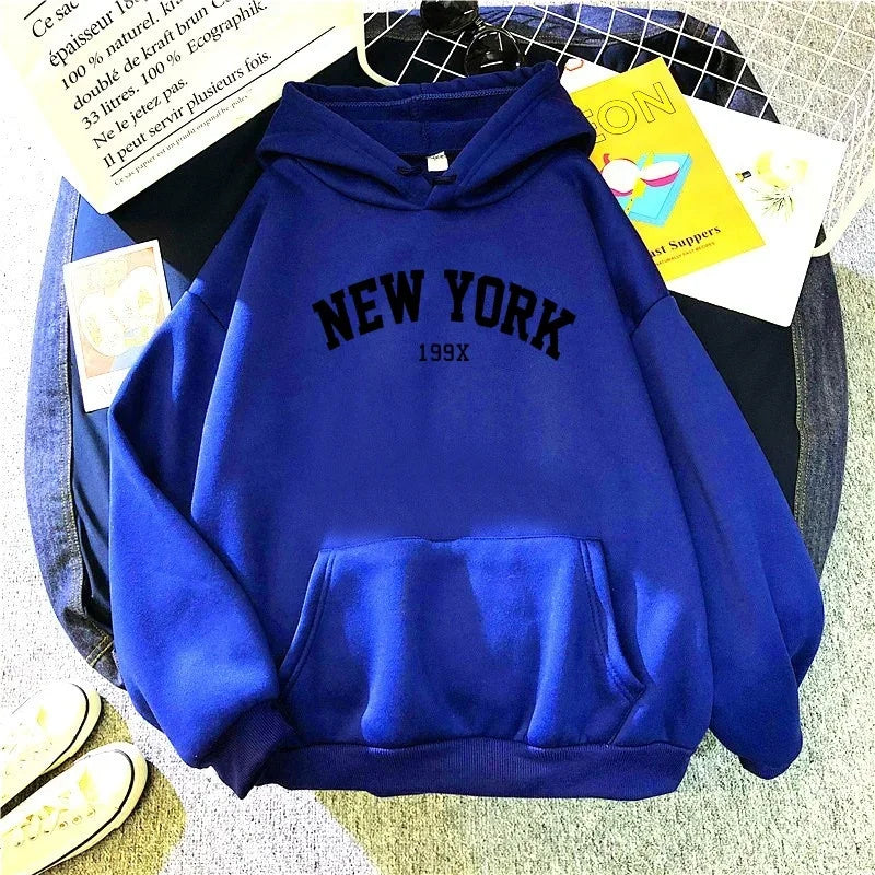 Mannen Vrouwen New York 199X City Hoodies Mode Brief Bedrukt Grafische Sweatshirts Losse Casual Harajuku Capuchon Sportkleding