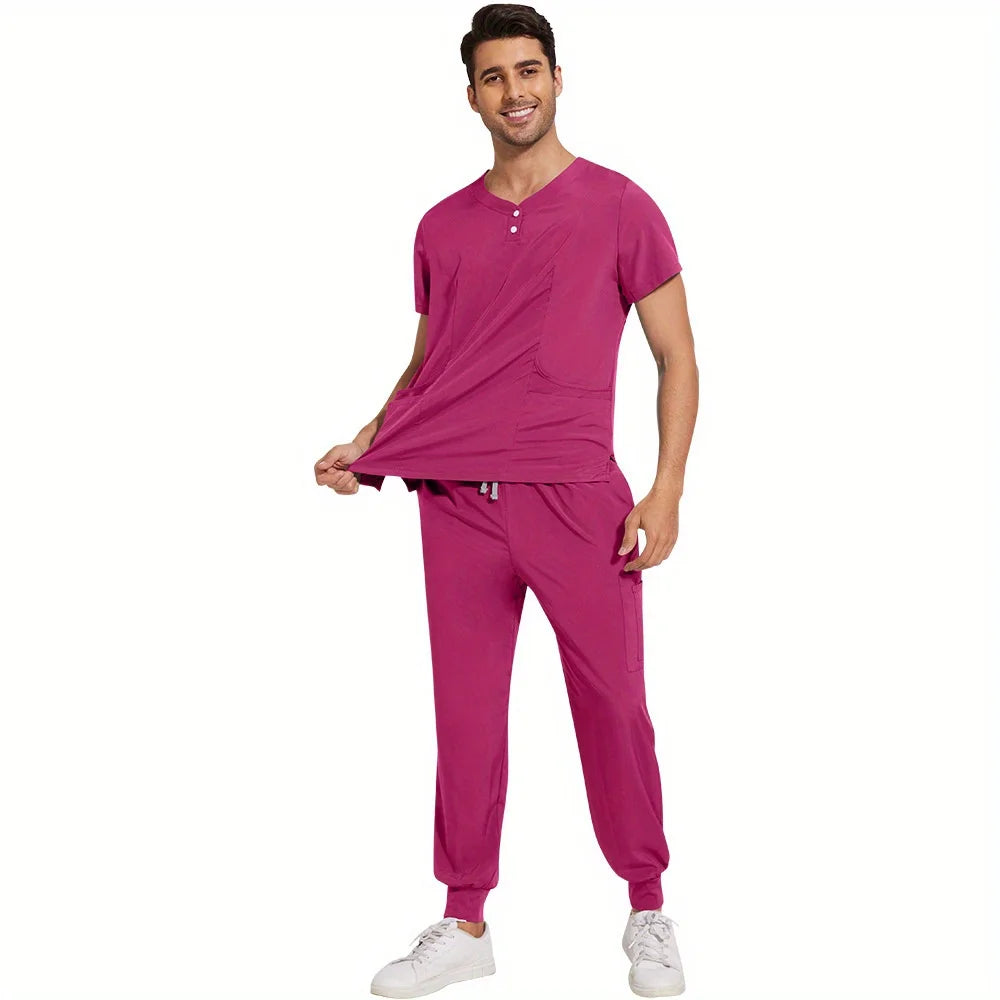 Ideal for Women in Pet Stores & Beauty SPA Spa Scrubs Top and Pants Women's and Men's 2-Piece Soft Scrubs Set