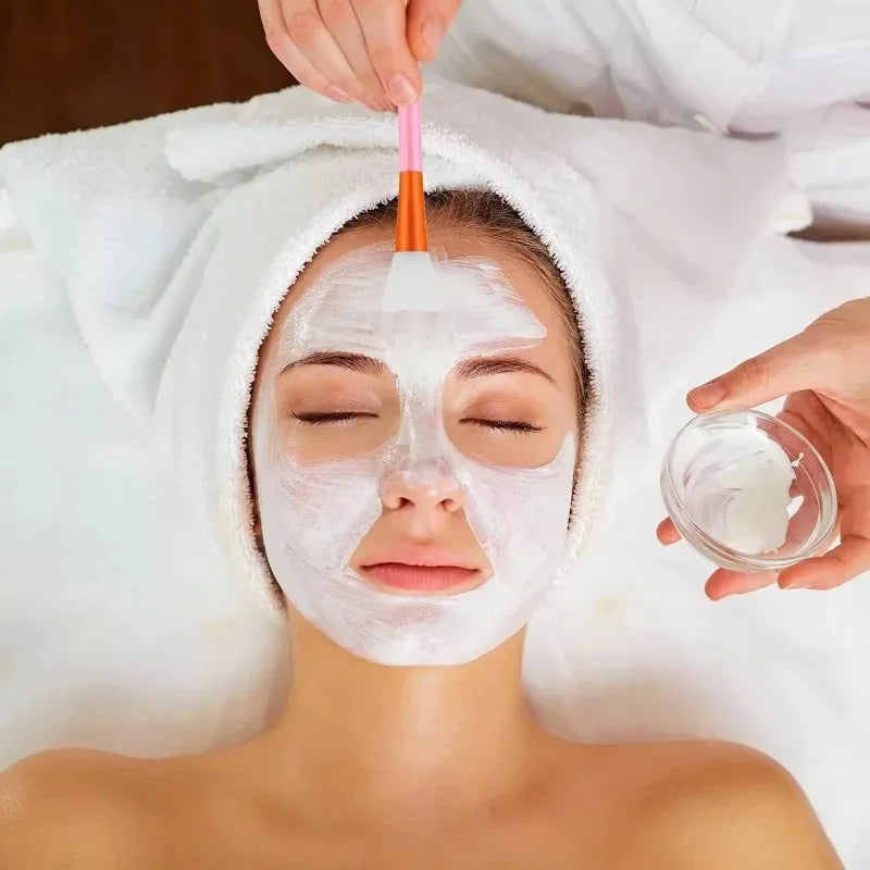 2-in-1 Facial Care Kit: 2 Mask Applicator Brushes + 2 Nose Cleansing Brushes + 2 Face Massage Brushes - Deep Pore Cleaning, Blac