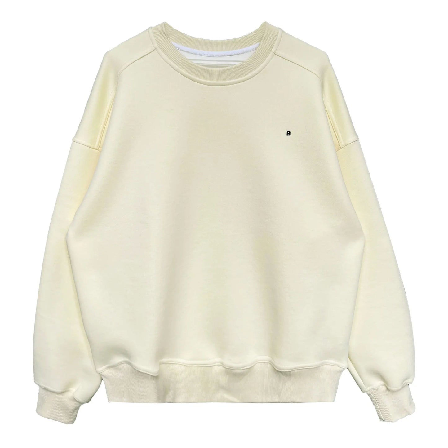 NS Pure Color Lazy Loose BF Hoodie Women's Simple Shape Sweatshirt Long Sleeve Letter Embroidery Top Casual Style Cotton Blend