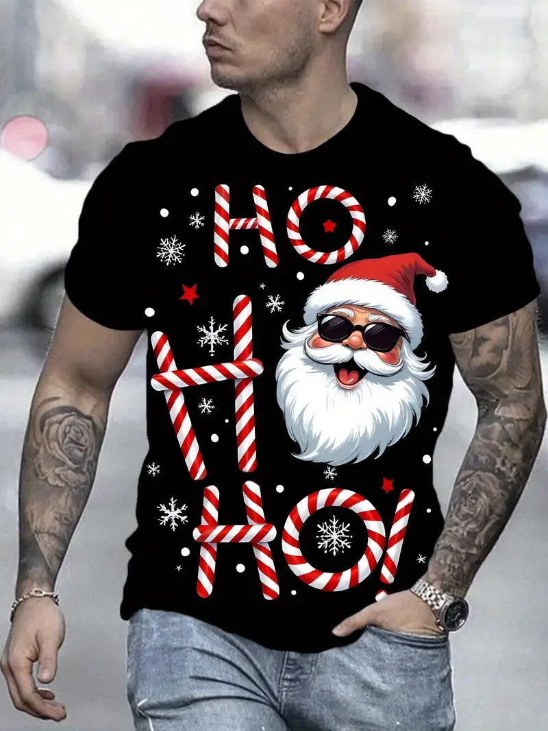 Men's Sports Jersey Santa Claus Christmas Short Sleeve T-Shirt Summer Graphic Tee Jerseys Plus Size Women's Sport T-Shirt Tops