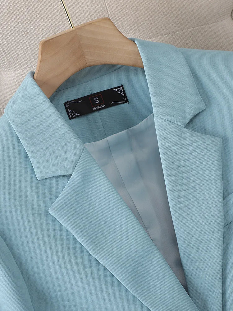 Fashion Women Casual Blazer Ladies Pink Black Blue Coffee Long Sleeve Single Button Female Jacket For Autumn Winter