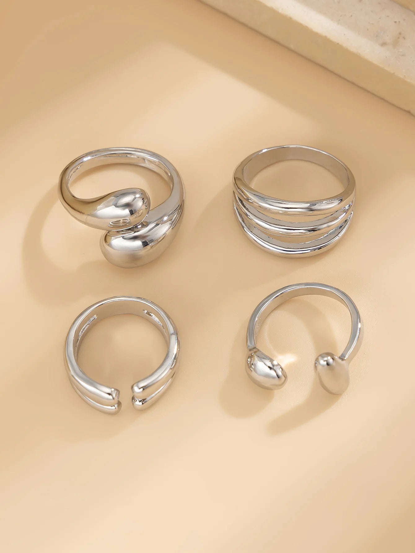 DIEZI 4pcs/set New Hip Hop Metal Finger Rings For Women Girls Men Punk Gold Silver Color Geometric Knuckle Joint Ring Jewelry