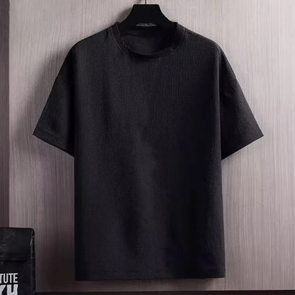 New Men's Casual T Shirt Ant Wrinkles T-Shirt Summer Half-Sleeved Loose Fashion T Shirt Base Shirt Solid Handsome Short-Sleeved