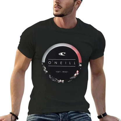 2024 New Beach Men's Summer Hot Sale Men's Curled Oneill 100%cotton T Shirt Round Garland Logo Top Quality Tees