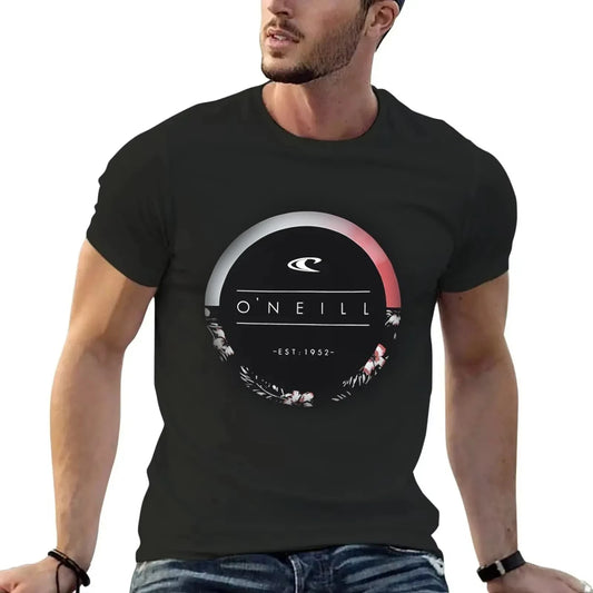 2024 New Beach Men's Summer Hot Sale Men's Curled Oneill 100%cotton T Shirt Round Garland Logo Top Quality Tees