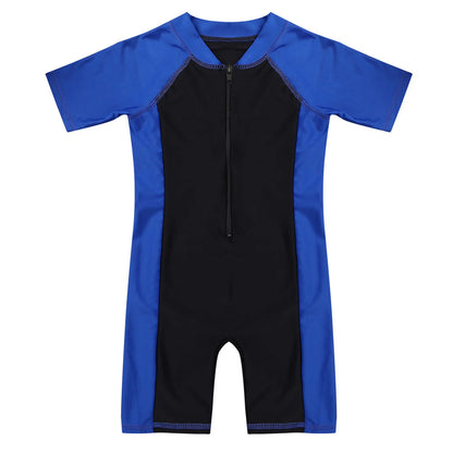 Wetsuits Kids Boys Girls Swimwear Swimsuits Short Sleeves Bodysuit Zippered Shorty Unitard Children's Bathing Suit Wetsuit
