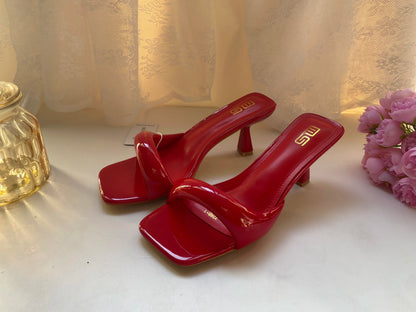 Black Red High Heel Slippers Women Open Toe Slingback Sandals Female Pumps Square Toe Summer Simple Designer Heeled Sandals