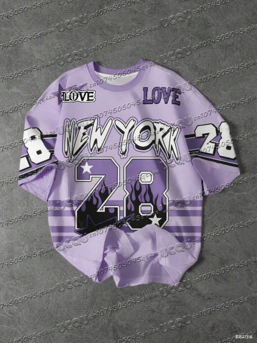 Men's Sports Jersey New York 28 Print Short Sleeve T-Shirt Summer Graphic Tee Baseball Jerseys Plus Size Women's Sport T-Shirt