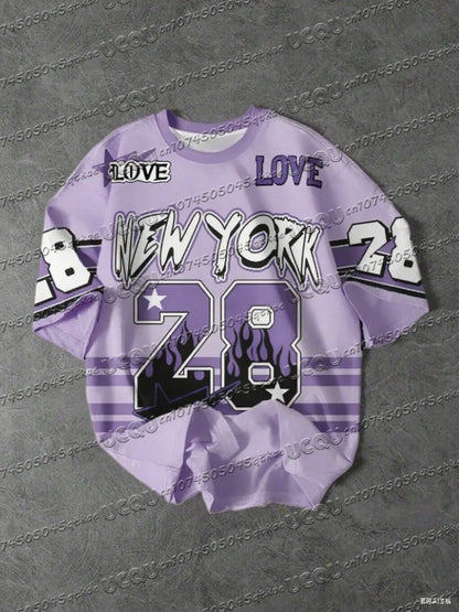 Men's Sports Jersey New York 28 Print Short Sleeve T-Shirt Summer Graphic Tee Baseball Jerseys Plus Size Women's Sport T-Shirt